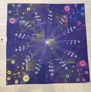 LUSH KNOT WRAP RECYCLED FABRIC PURPLE CELESTIAL MOON PHASES 2017 CALENDAR SQUARE